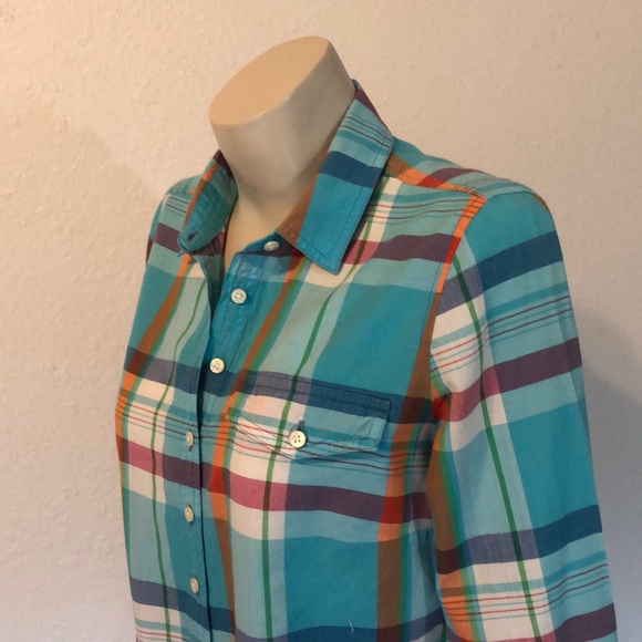 J Crew bright plaid popover shirt - Picture 3 of 4